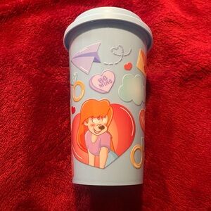 Cute Blue Tumbler with Cartoon Design
